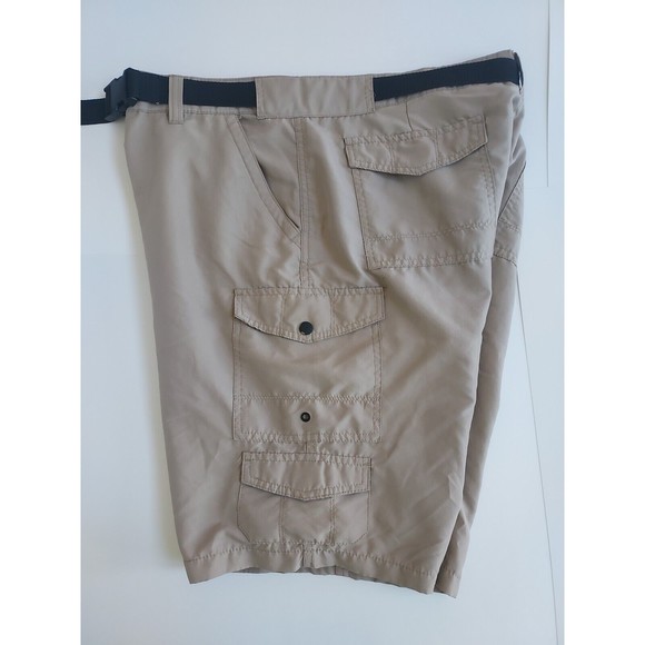 Mens Tan Denali Quick Dry Stretch Cargo 8 Pocket Hiking Shorts W/Belt Size 38 - Picture 6 of 8